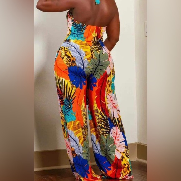 Vivid tropical jumpsuit halter ~~~ s/m